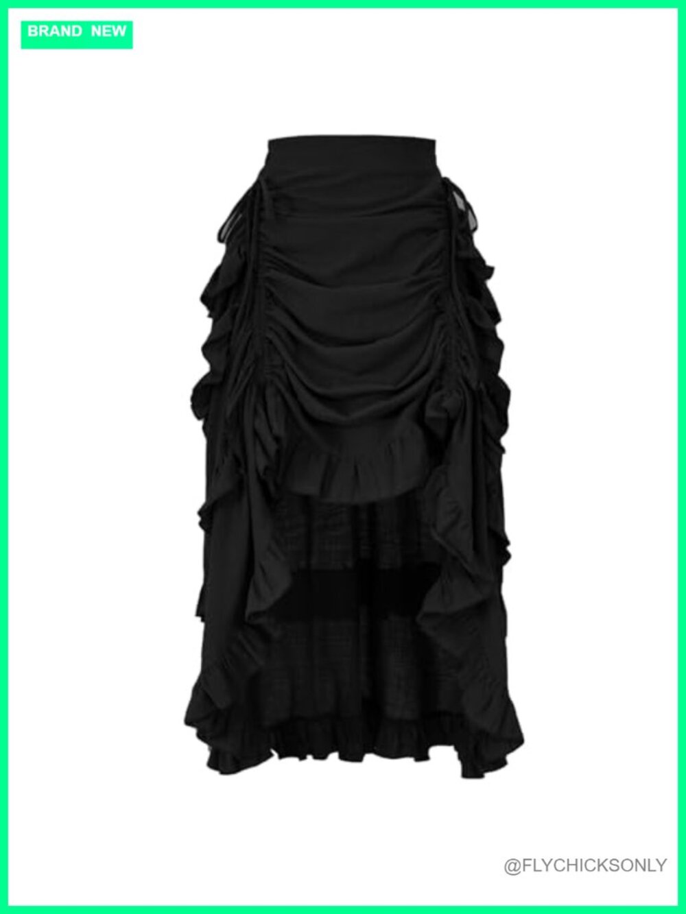 Renaissance Steampunk High Low Ruffle Maxi Skirt Cotton Linen Pirate Costume